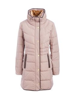 | Cashew Faux Fur Collar Puffer Coat - Women