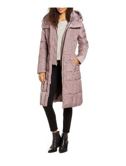 | Mauve Down Hooded Puffer Coat - Women