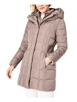 | Cashew Zip-Front Down Hooded Puffer Coat - Women