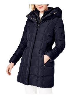 | Navy Zip-Front Down Hooded Puffer Coat - Women