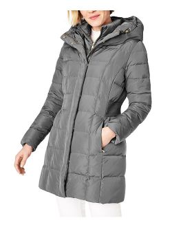 | Carbon Zip-Front Down Hooded Puffer Coat - Women