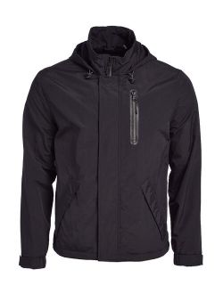 | Black Zip-Pocket Rain Jacket - Men