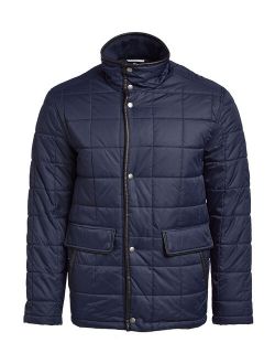 | Navy High-Collar Quilted Jacket - Men