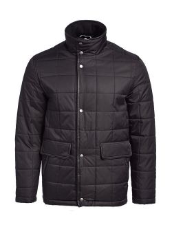 | Black High-Collar Quilted Jacket - Men