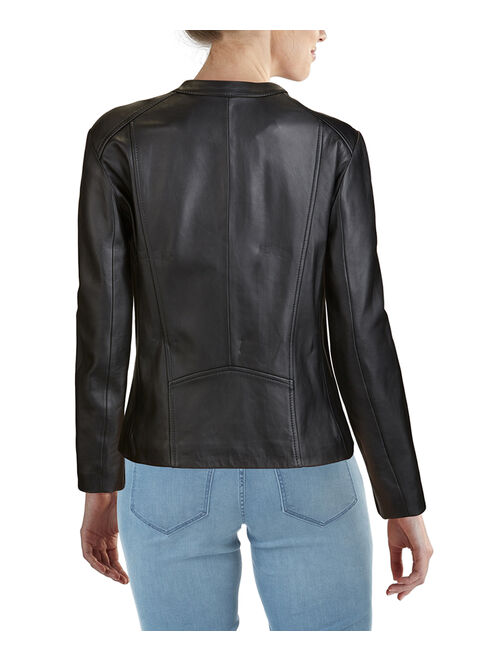 Cole Haan | Black Zip-Front Leather Jacket - Women