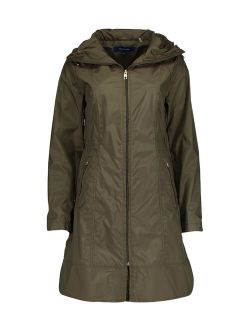 | Olive Drawstring Waist Hooded Anorak - Women