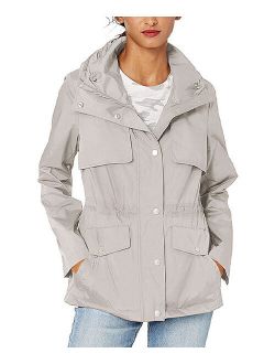 | Pearl Gray Water-Resistant Packable-Hood Anorak - Women