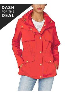 | Red Water-Resistant Packable-Hood Anorak - Women