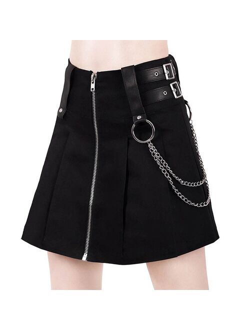 New 2021 Elegant Women Skirt Casual 's Fashion Hollow Stitching Zipper With Hoop High-waisted Mini Skirt female skirt