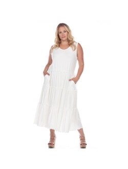 Plus Size White Mark Tiered Midi Dress