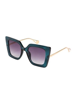 Oversized Square Pearl Inlay Arm Cat Eye Fashion Sunglasses for Women B2625