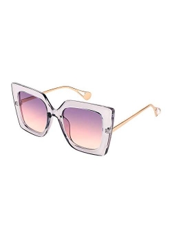 Oversized Square Pearl Inlay Arm Cat Eye Fashion Sunglasses for Women B2625