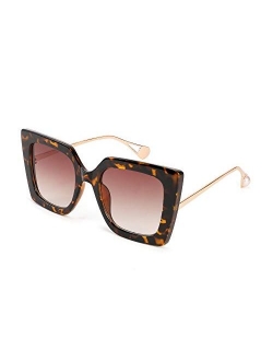 Oversized Square Pearl Inlay Arm Cat Eye Fashion Sunglasses for Women B2625