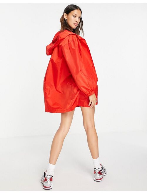 Asos Design button through rain jacket in red