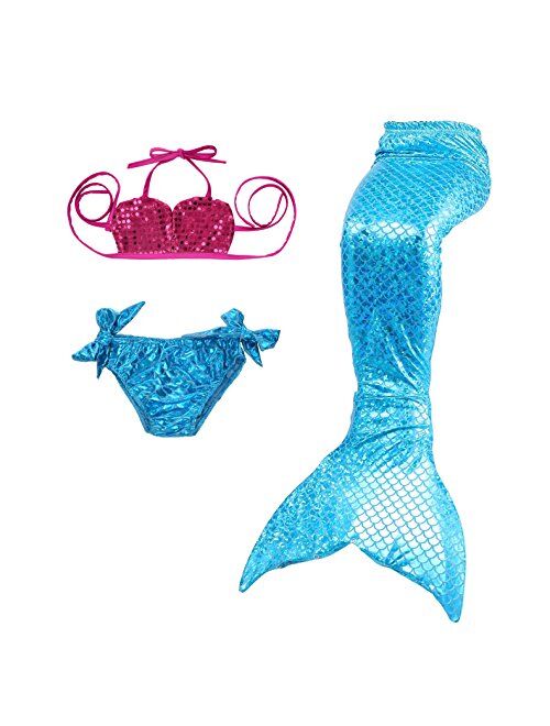 Lito Angels Girls Mermaid Tail Swimwear Swimsuit Bathing Suit Bikini Swimming Costume 3 Pieces Set