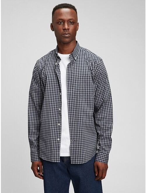 GAP Performance Poplin Gingham Long Sleeve Shirt