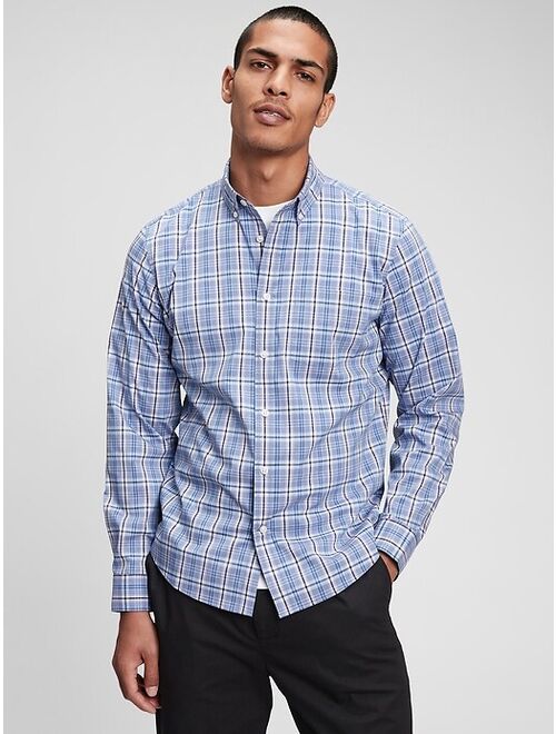 GAP Performance Poplin Gingham Long Sleeve Shirt