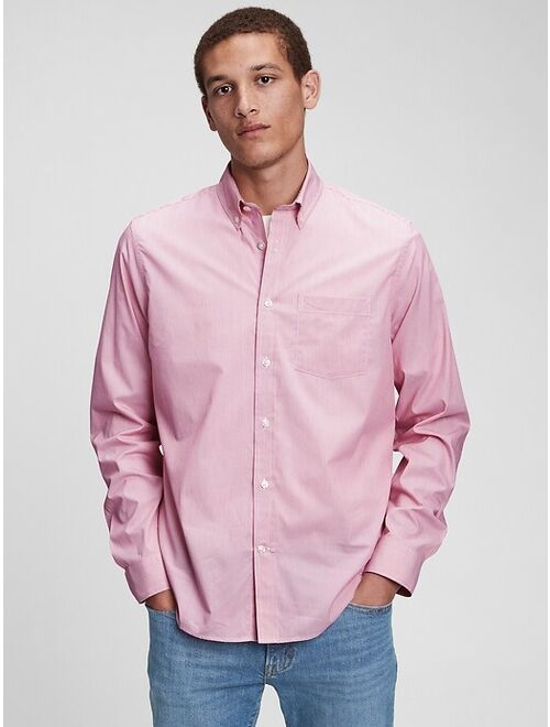 GAP Performance Poplin Gingham Long Sleeve Shirt