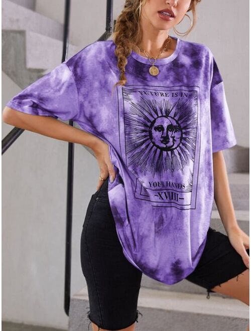 Shein Tie Dye Drop Shoulder Oversized Tee