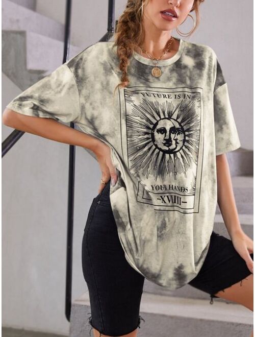 Shein Tie Dye Drop Shoulder Oversized Tee