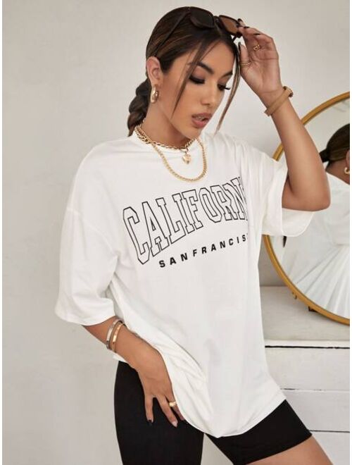 Shein Letter Graphic Drop Shoulder Tee