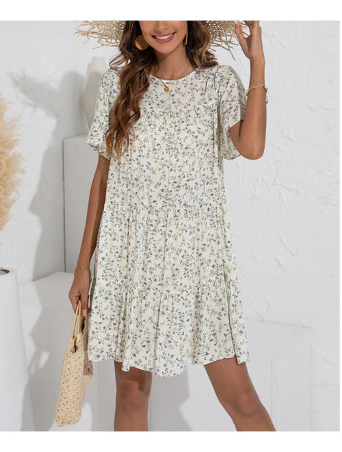 Amasoo White Floral Short-Sleeve Shift Dress - Women & Plus