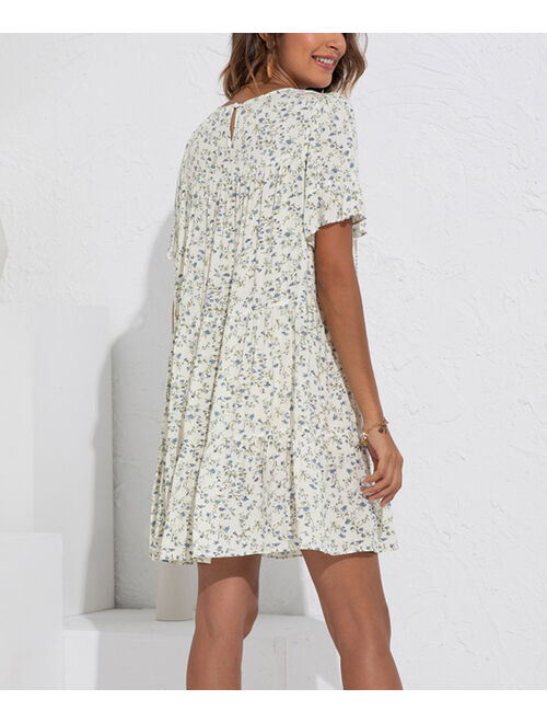 Amasoo White Floral Short-Sleeve Shift Dress - Women & Plus