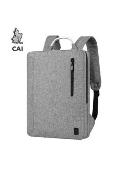 CAI Men Backpack Bag Laptop School Book Office Simply Fashion Bag for Male  Waterproof Zipper Metallic Handle Backpacking