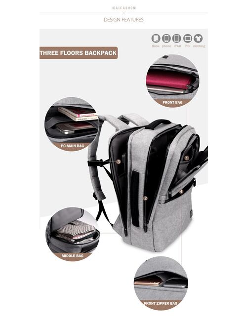 CAI Multi-Layer Laptop Backpack 2019 Autumn School Waterproof Anti-Theft Bag Business Office Travel Men Pouch Fashion Style