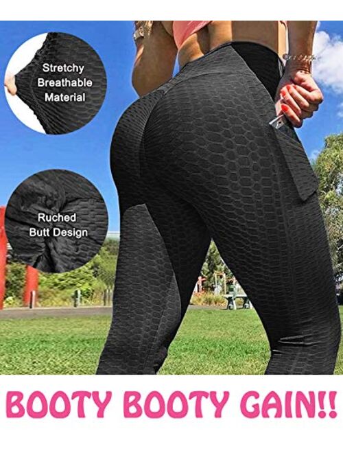 Scrunch Butt Lifting Leggings with Pockets for Women Butt Lift High Waisted Peach Lift TIK Tok Leggings Yoga Pants