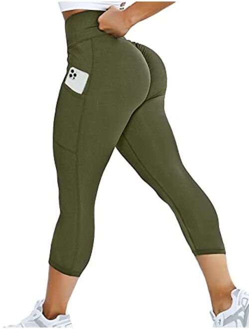 KIWI RATA Women Scrunch Butt Yoga Pants High Waist Sport Workout Leggings Trousers Tummy Control Tights