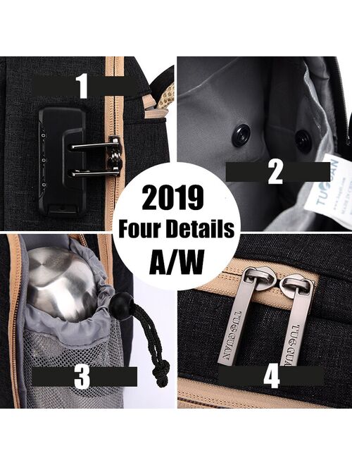 Man Backpack Hand Bag With Password Lock Business Back Bag Luxury 15.6' Laptop Anti-Theft Waterproof Brief Case Travel