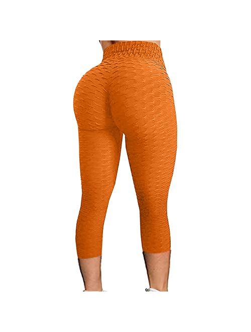 TUSANG Women's Yoga Pants Scrunch Butt Leggings Bubble Hip Tummy Control Sport Tights Soft Running Sports Pants