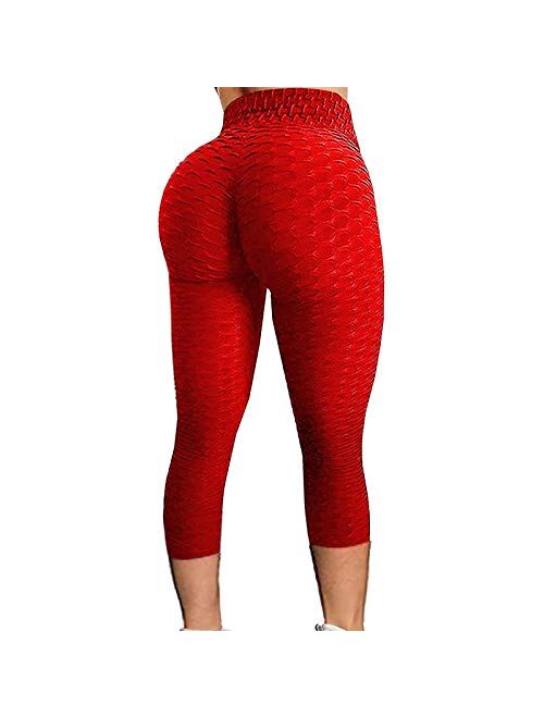 TUSANG Women's Yoga Pants Scrunch Butt Leggings Bubble Hip Tummy Control Sport Tights Soft Running Sports Pants