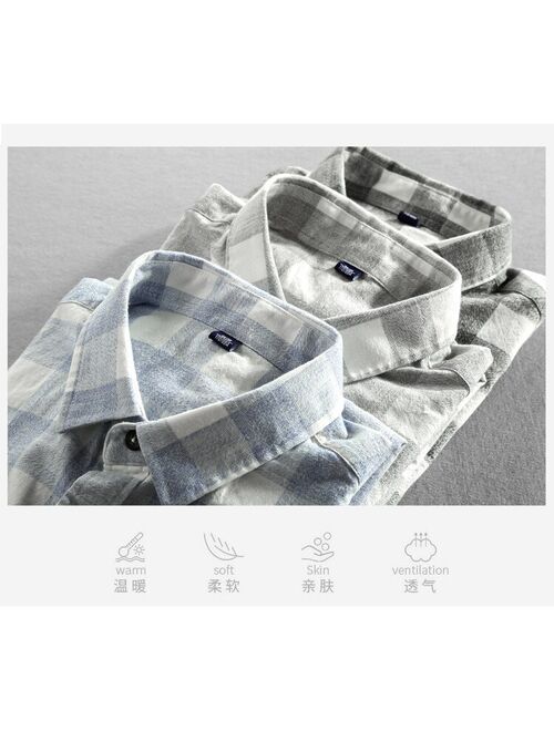 Vintage China Style Classic Plaid Cotton Mens Shirt Spring New Long Sleeve Men's Shirt Casual Slim Fit Brand Clothes