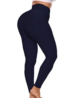 CROSS1946 Sexy Women's Textured Booty Workout Yoga Pants High Waist Ruched Butt Lifting Leggings Anti Cellulite