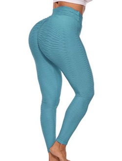 CROSS1946 Sexy Women's Textured Booty Workout Yoga Pants High Waist Ruched Butt Lifting Leggings Anti Cellulite