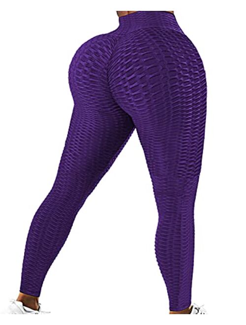 CROSS1946 Sexy Women's Textured Booty Workout Yoga Pants High Waist Ruched Butt Lifting Leggings Anti Cellulite