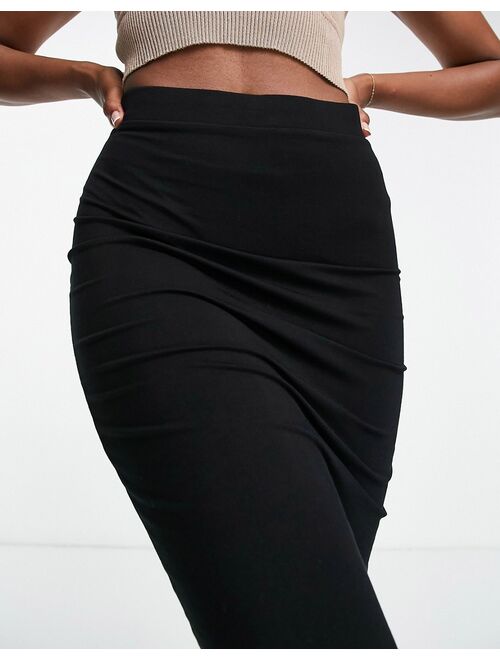 Asos Design jersey pencil midi skirt in black