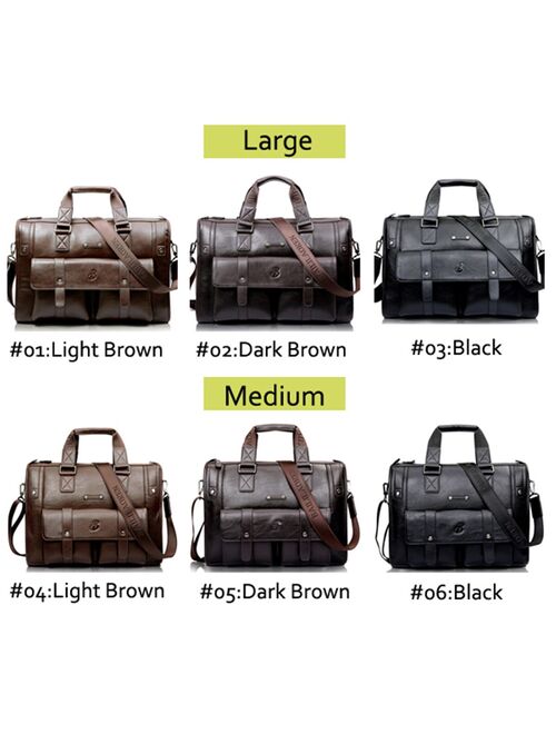 Men Leather Black Briefcase Business Vintage Handbag Laptop Bag Casual Messenger Bag Big Capacity Shoulder Bag Travel Bag