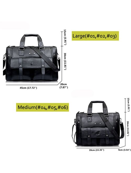 Men Leather Black Briefcase Business Vintage Handbag Laptop Bag Casual Messenger Bag Big Capacity Shoulder Bag Travel Bag