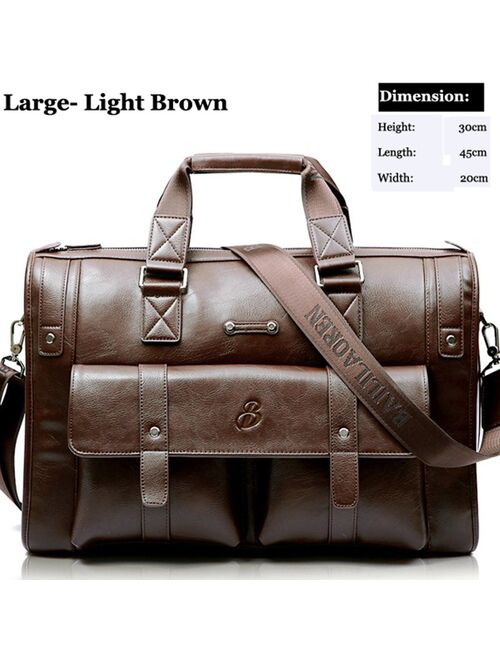 Men Briefcases Business Handbag Vintage Laptop Bag High Capacity Horizontal Leather Messenger Crossbody Travel Gift File storage