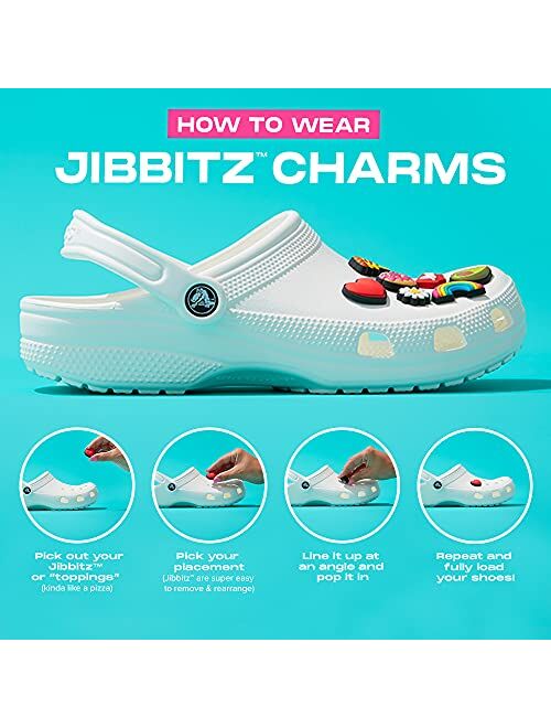 Crocs Mens and Womens Classic Clog w/Jibbitz Charms 5-Packs