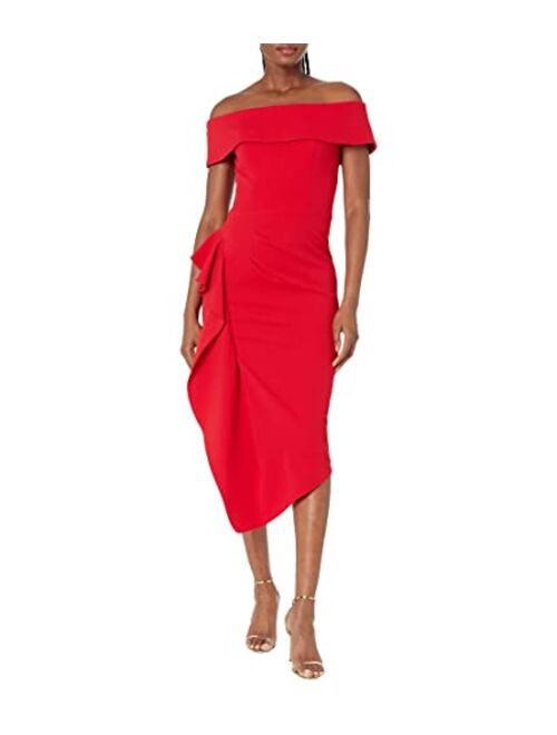 Betsy & Adam Off-the-Shoulder Cuff Midi Dress