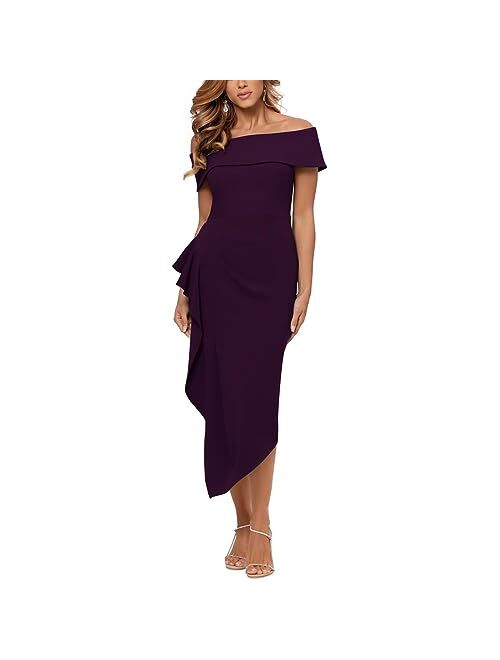 Betsy & Adam Off-the-Shoulder Cuff Midi Dress