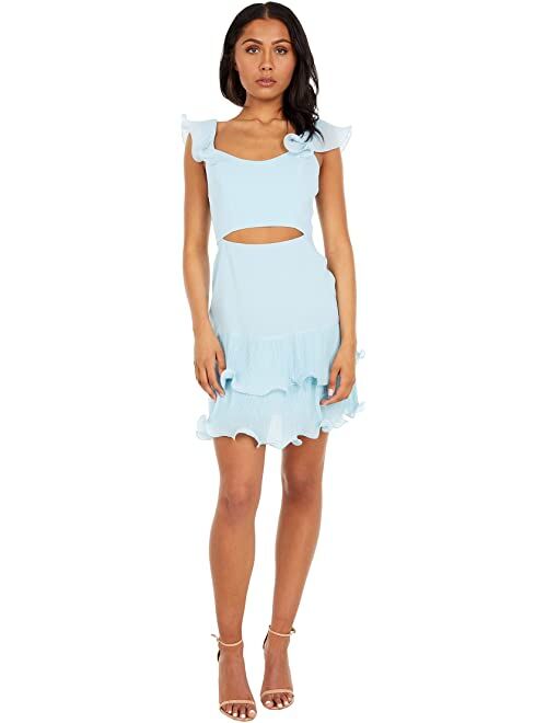 BCBG Tulle Mesh Ruffle Cocktail Dress