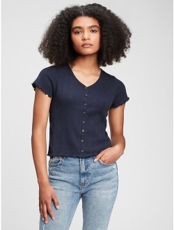 Teen V-Neck Short Sleeve Top