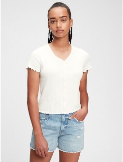 Teen V-Neck Short Sleeve Top