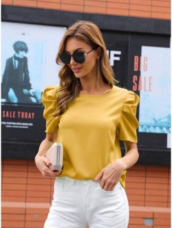 Puff Sleeve Tie Back Top