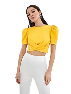 Puff Sleeve Tie Back Top